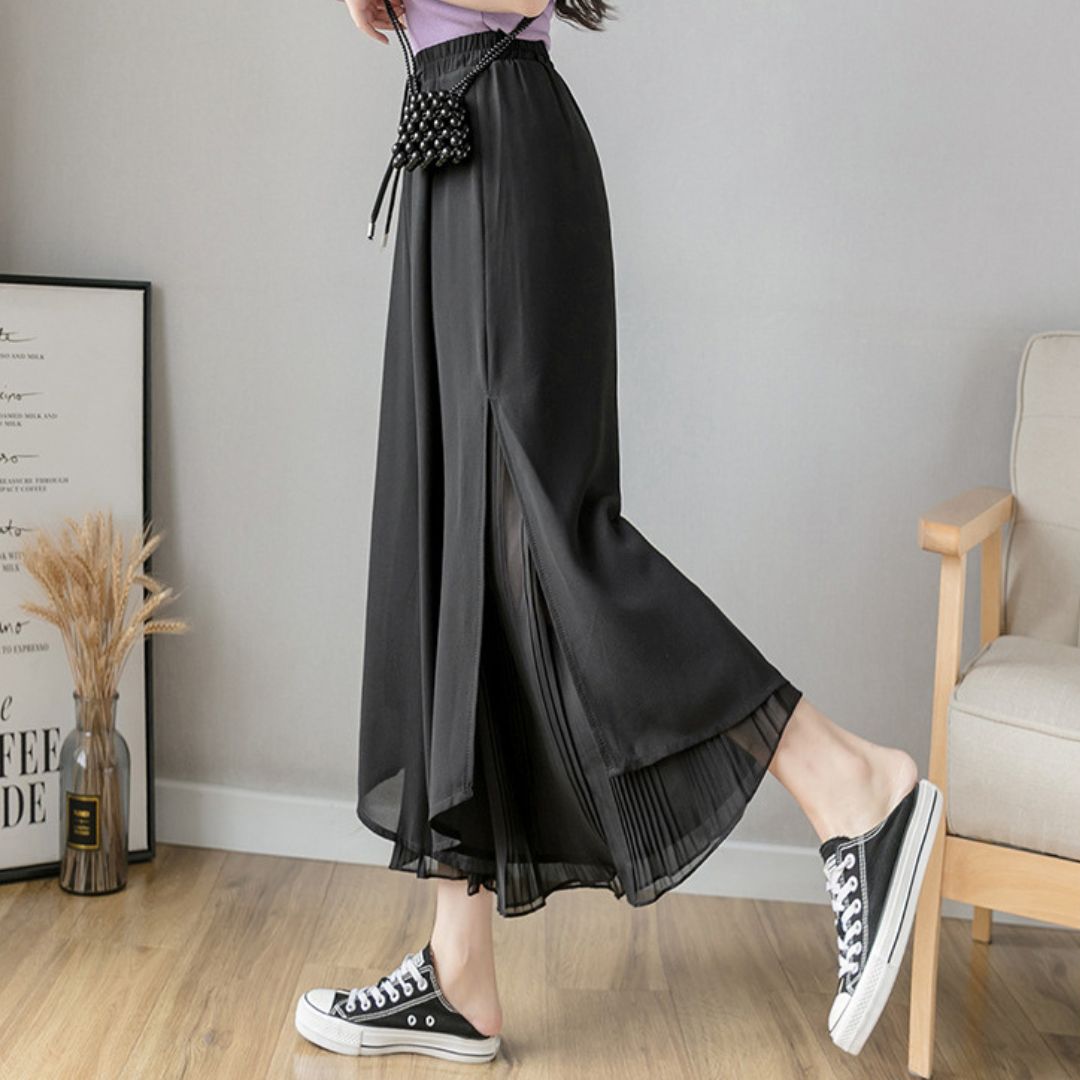 飄逸百褶雪紡褲