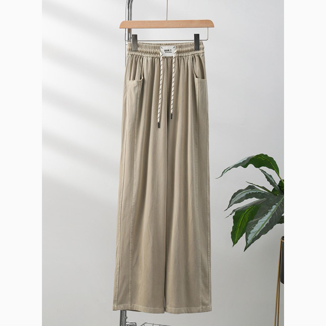 天絲時尚休閒直筒褲