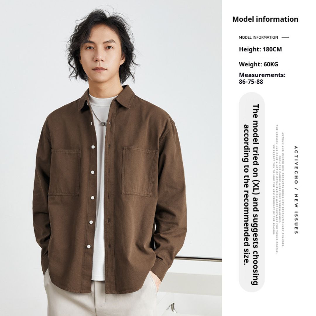 純棉素色雙口袋恤衫