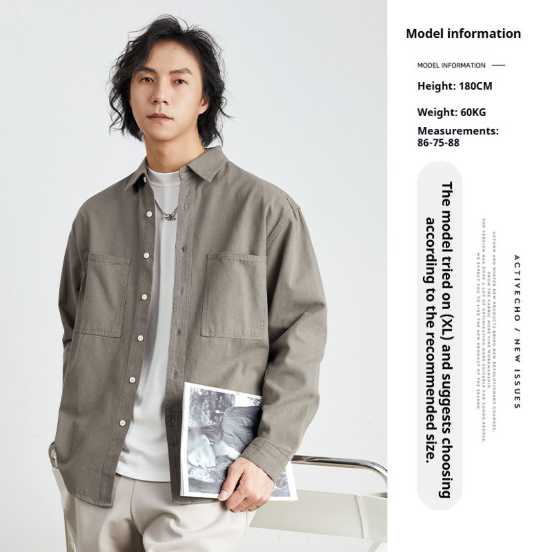 純棉素色雙口袋恤衫