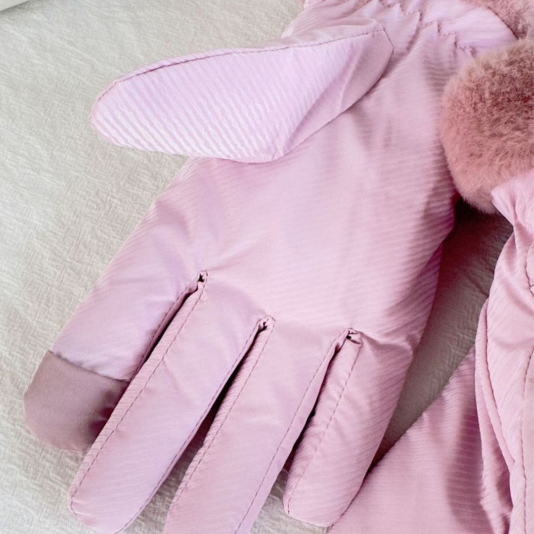 蝴蝶結冬季保暖手套