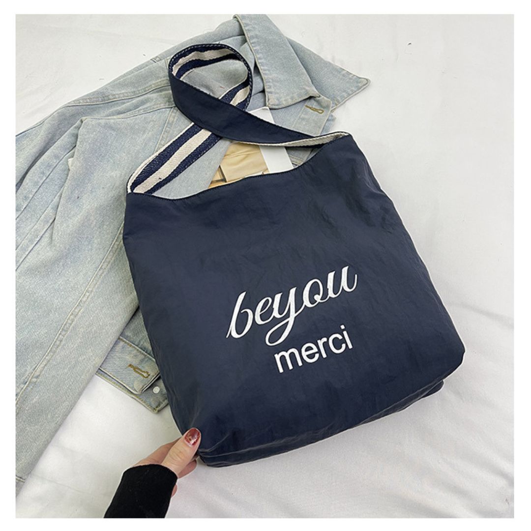 Large Capacity Striped Reversible Canvas Bag