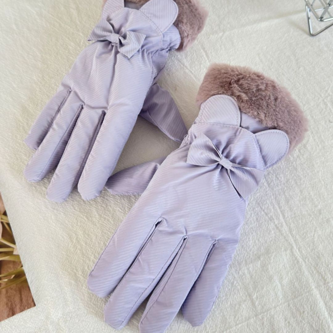 蝴蝶結冬季保暖手套