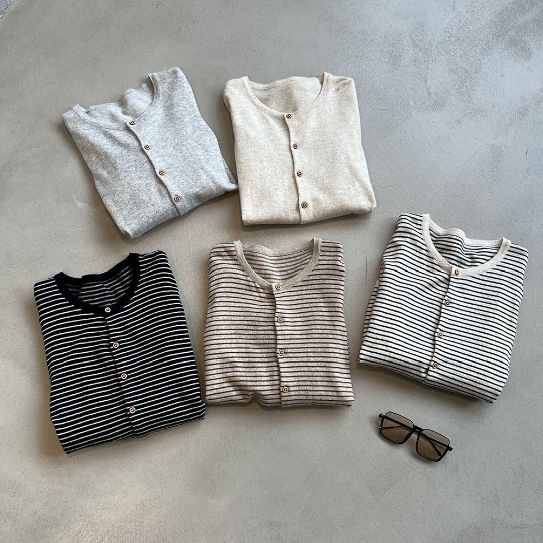 Women's Color-Block Striped Knit Round-Neck Jacket