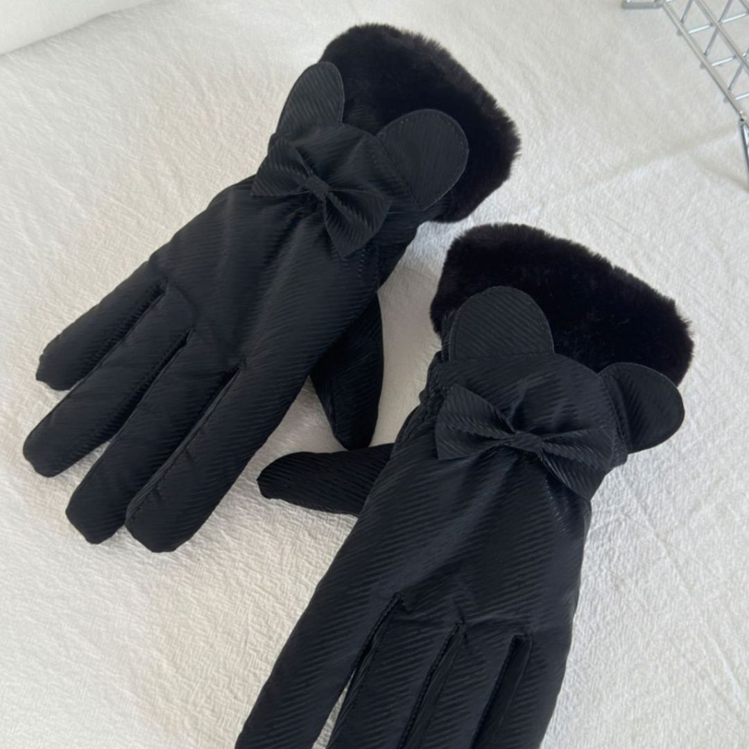 蝴蝶結冬季保暖手套