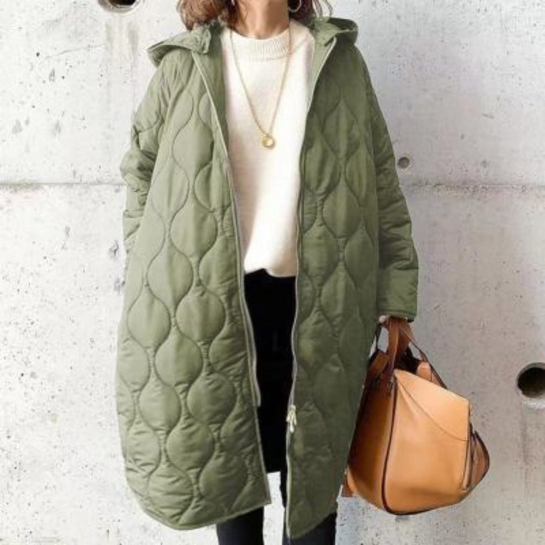 Diamond-Pattern Hooded Cotton Jacket