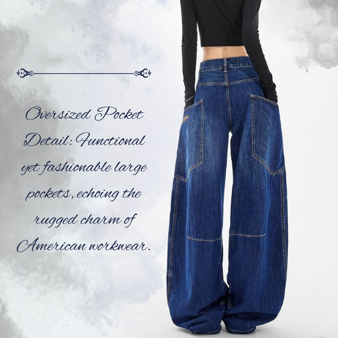 Vintage-Style Loose Straight-Leg Wide-Leg Pants