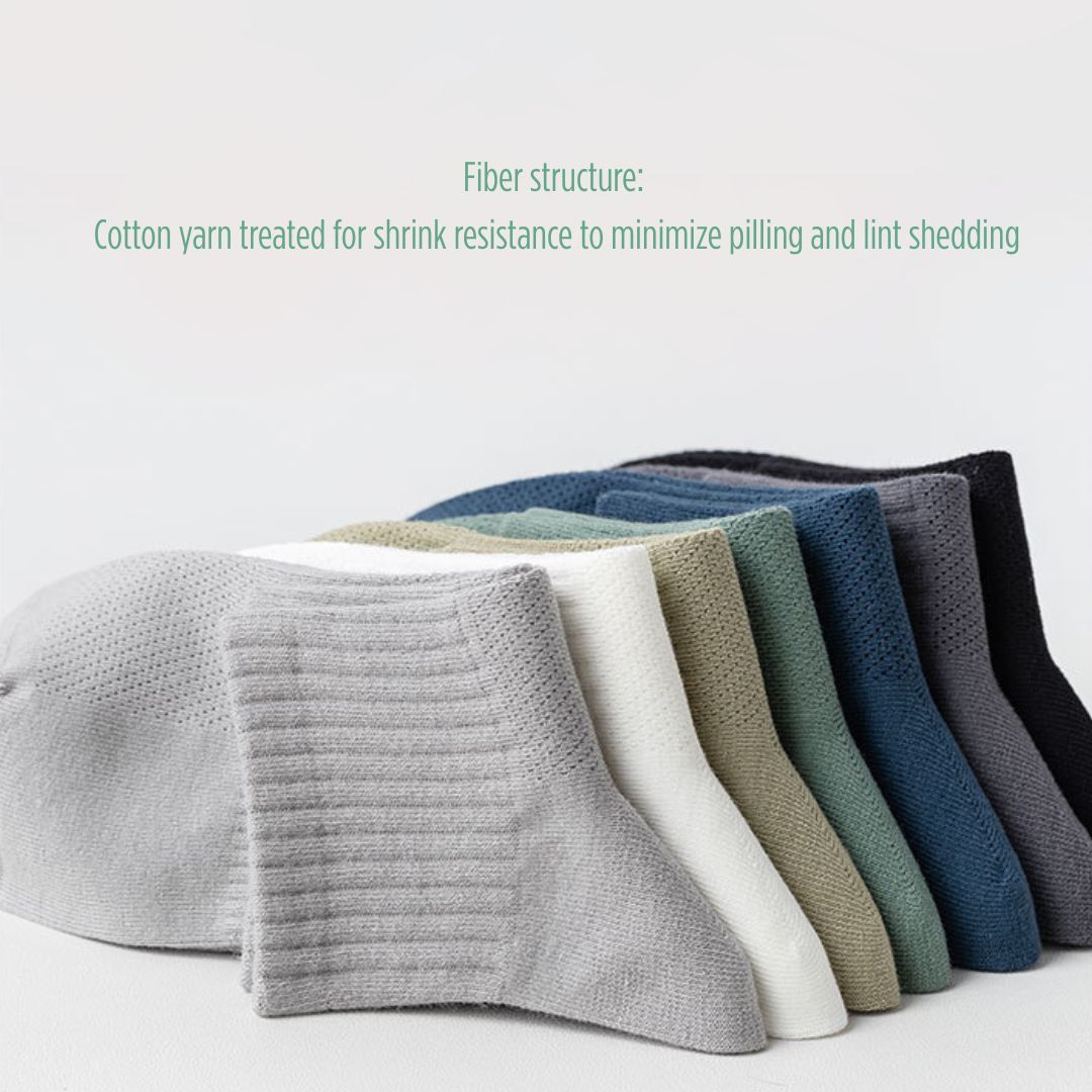 Breathable Sweat-Absorbing Cotton Men's Mid-Calf Socks (Min.2 Pairs)