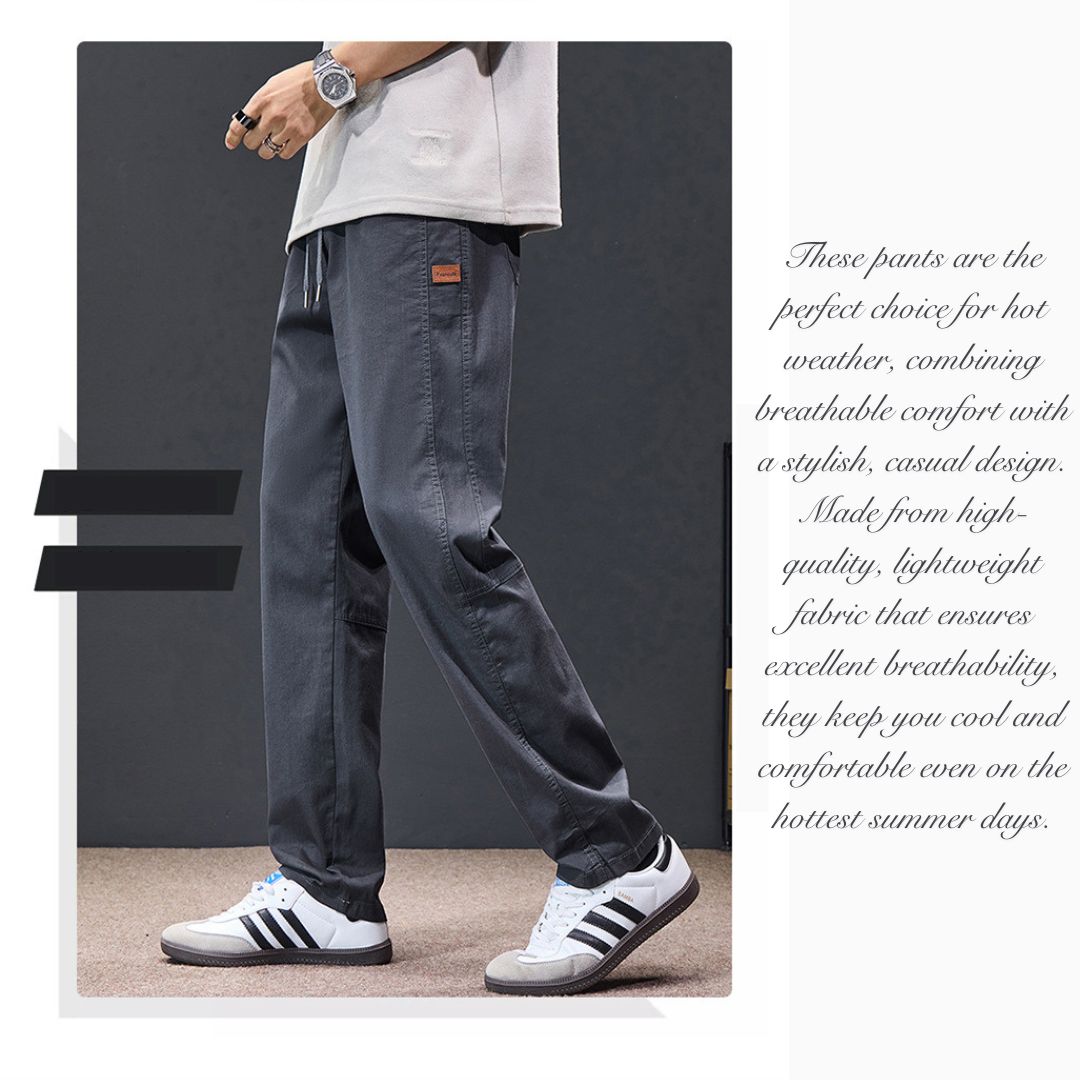 Men's Summer Lightweight Loose-Fit Straight-Leg Casual Pants