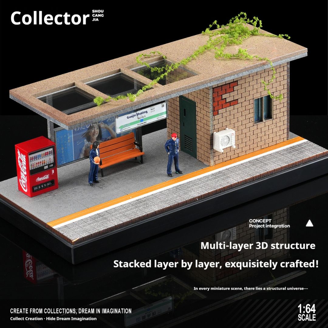 1:64 日本の路面電車駅のシーンボックス