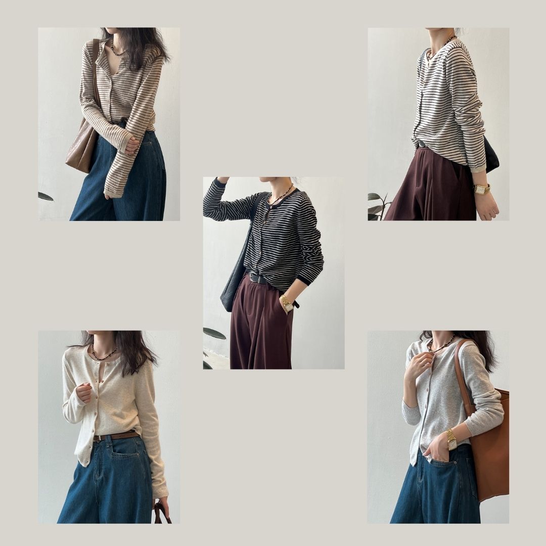 Women's Color-Block Striped Knit Round-Neck Jacket