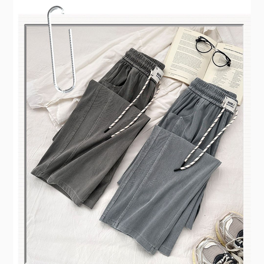 天絲時尚休閒直筒褲