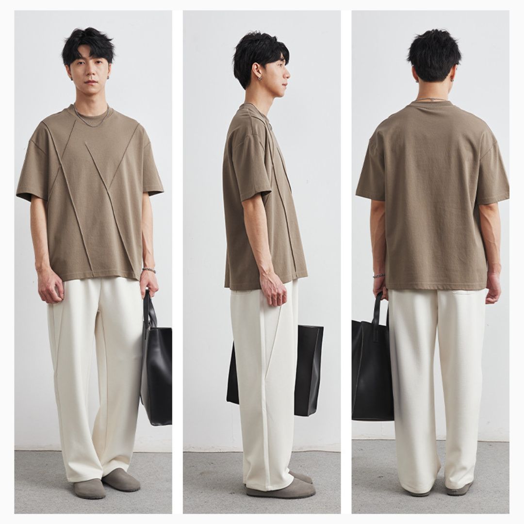 3Dリブデザイン メンズ 半袖Tシャツ