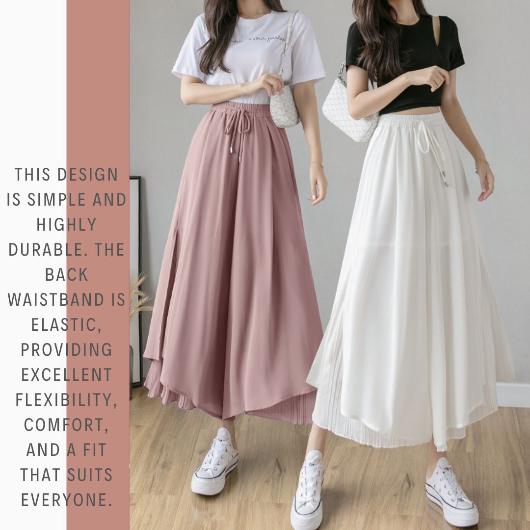 飄逸百褶雪紡褲