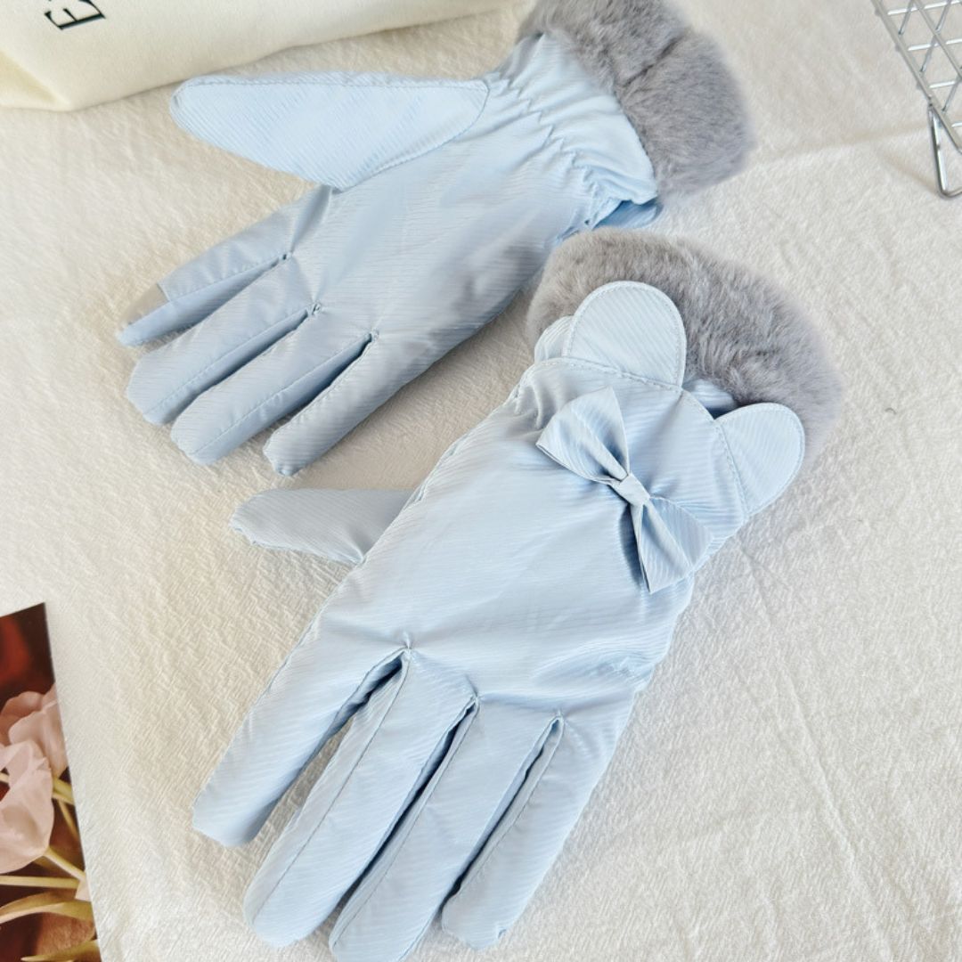 蝴蝶結冬季保暖手套