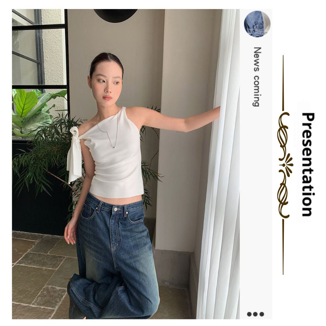 アシンメトリストラップオフショルダートップ