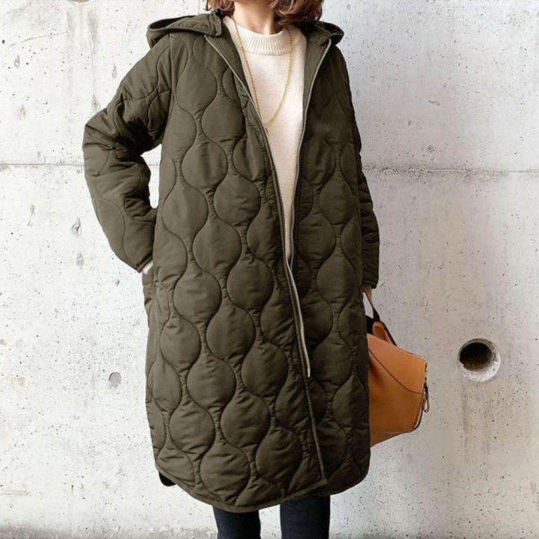 Diamond-Pattern Hooded Cotton Jacket