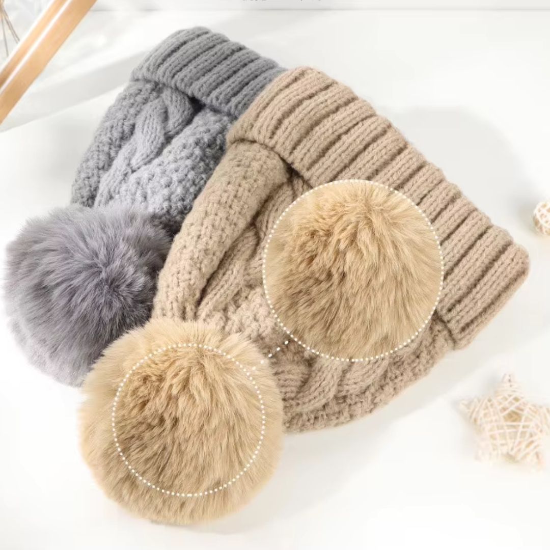 New Winter Pompom Thick Plush Cap