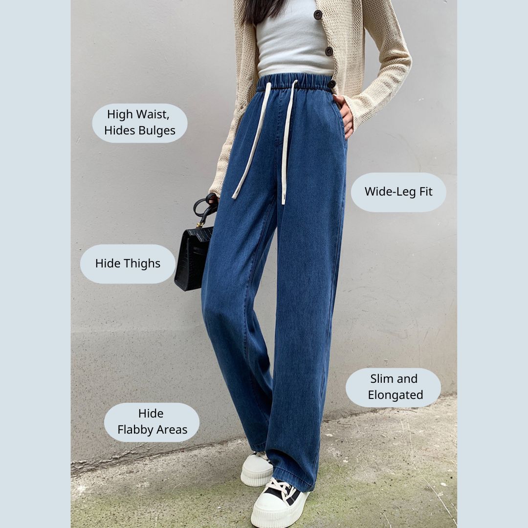 女款闊腿牛仔褲