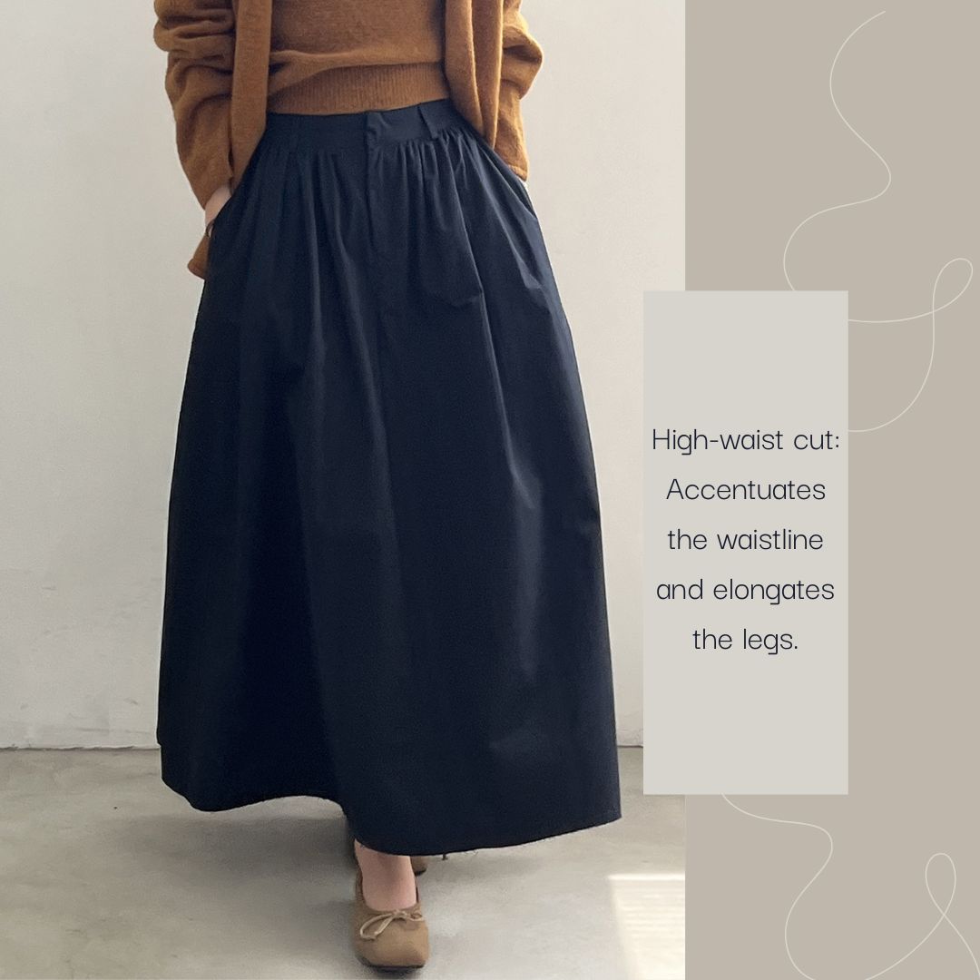 Women's High-Waisted A-Line Umbrella Midi Skirt