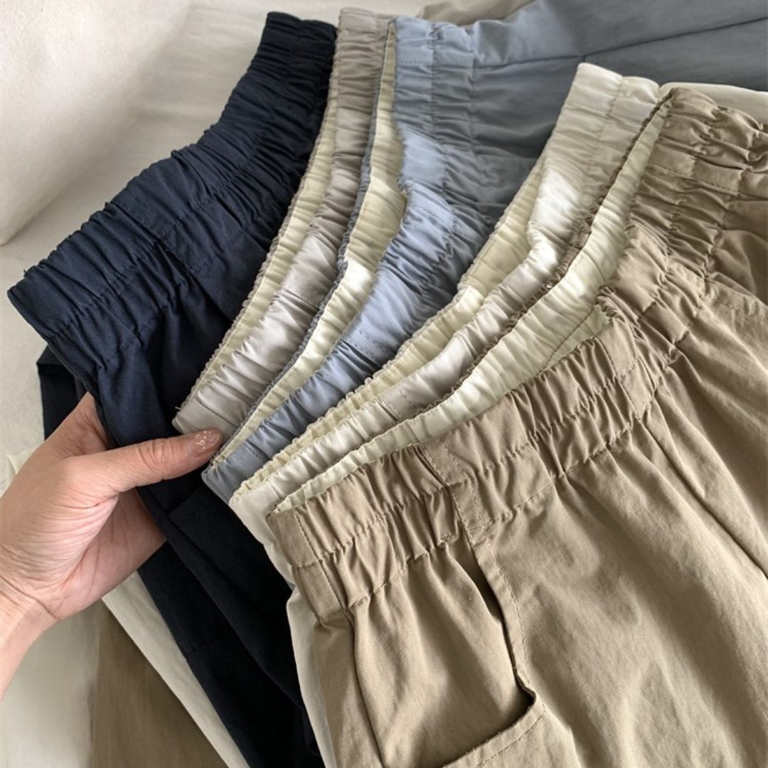 Japanese-Style Vintage Straight-Leg Wide-Cut Cropped Pants