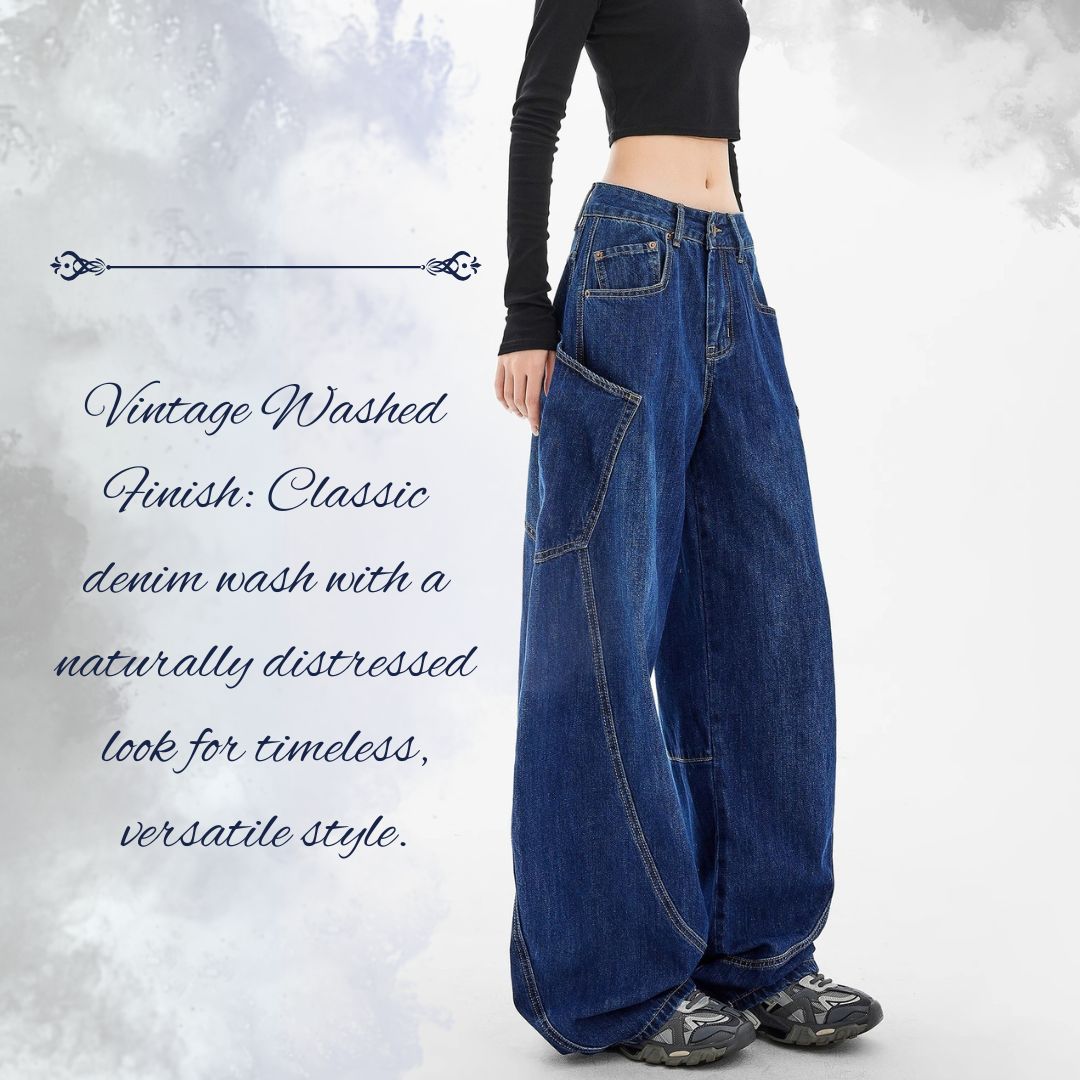 Vintage-Style Loose Straight-Leg Wide-Leg Pants