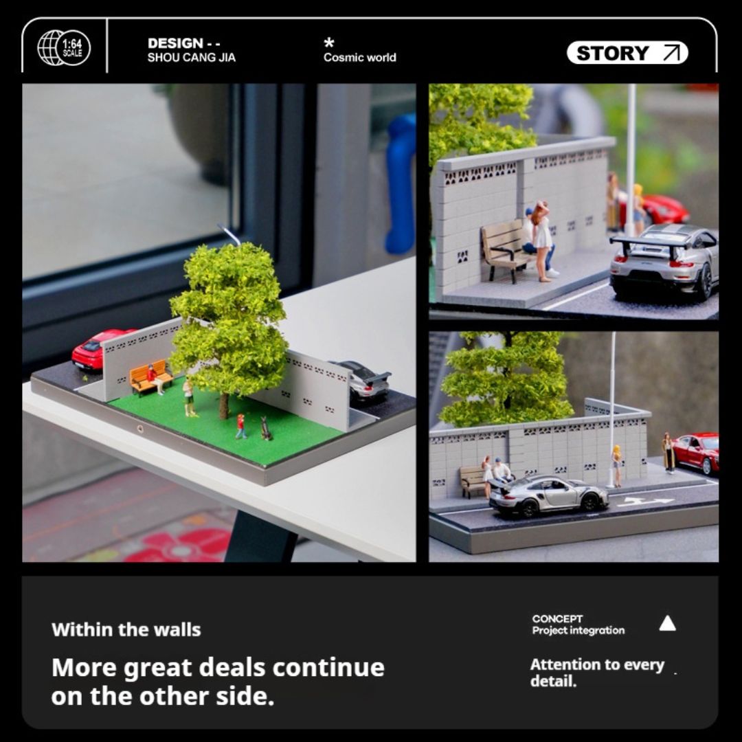 1:64 Street Lighting Scene With Perimeter Wall