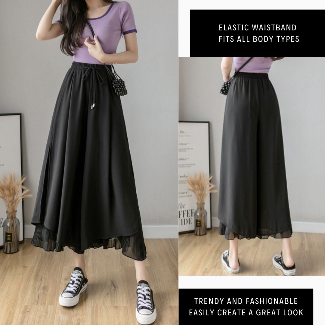 飄逸百褶雪紡褲