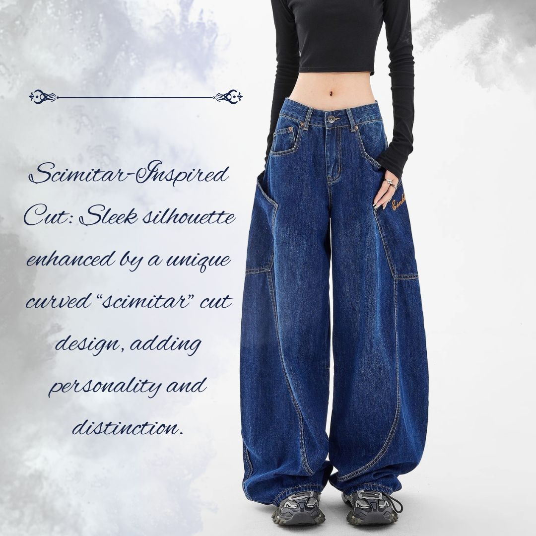 Vintage-Style Loose Straight-Leg Wide-Leg Pants