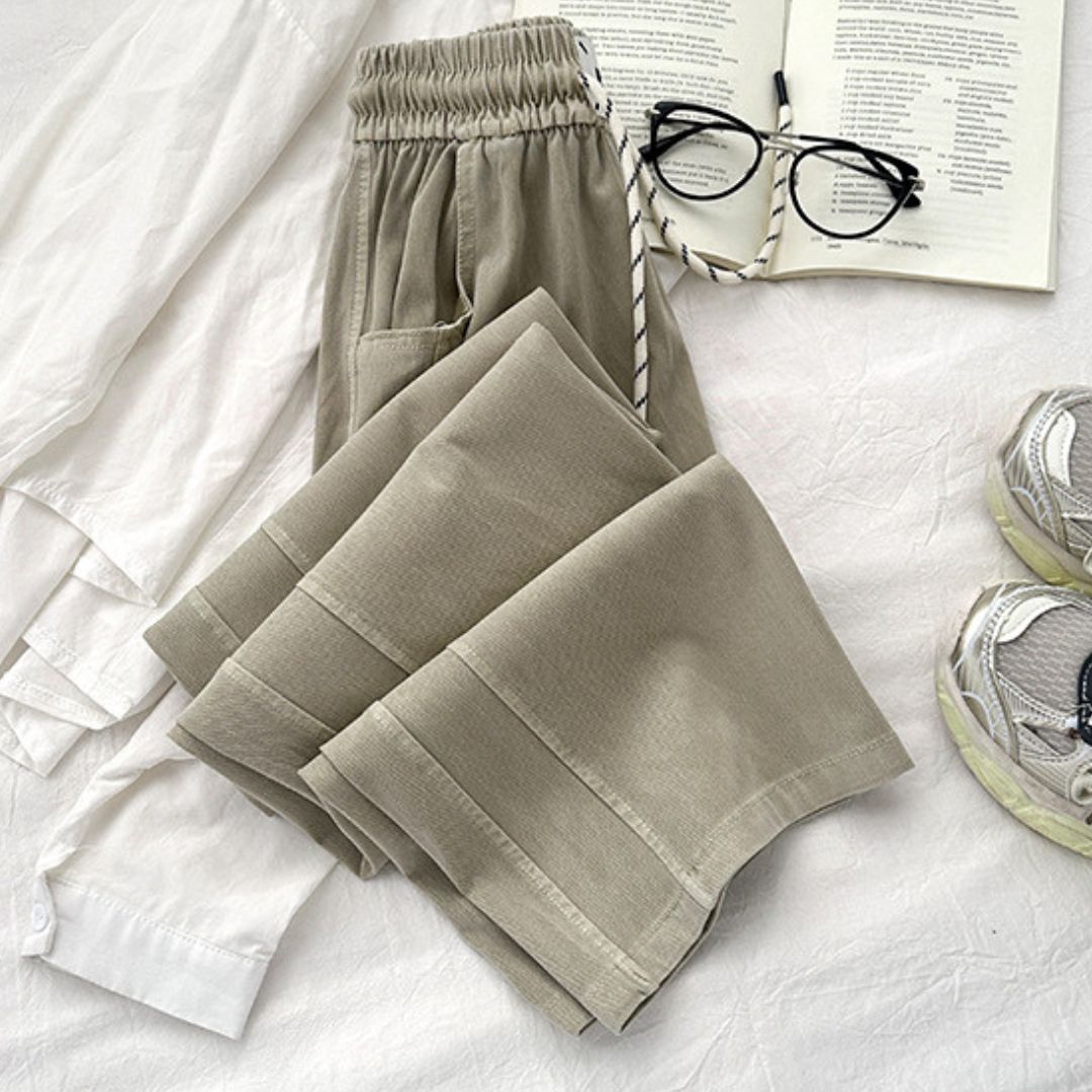 天絲時尚休閒直筒褲