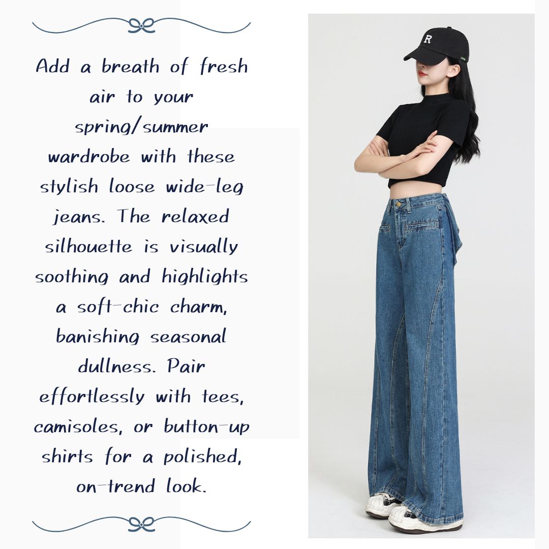 New Arrival Back-Waist Bow Loose Straight Wide-Leg Pants