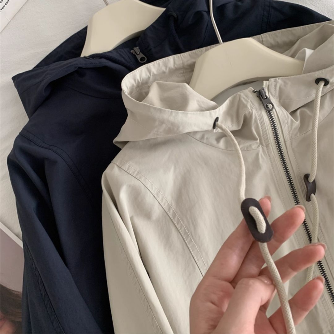 Women's Retro-Style Short-Length Hooded Trench Coat
