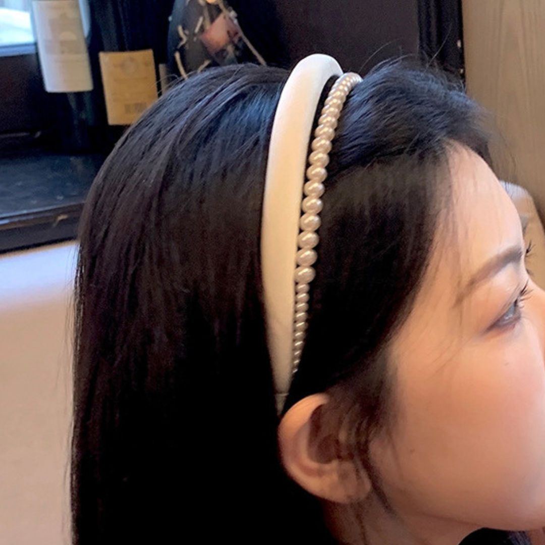 Satin Double Layer Pearl Headband