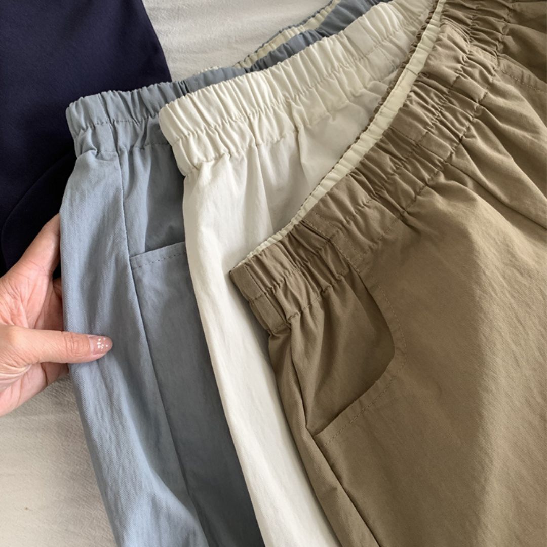 Japanese-Style Vintage Straight-Leg Wide-Cut Cropped Pants