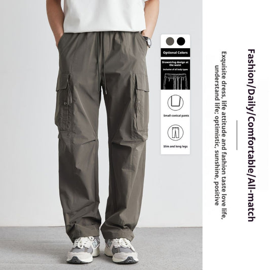 美式街頭風純色直筒工裝褲