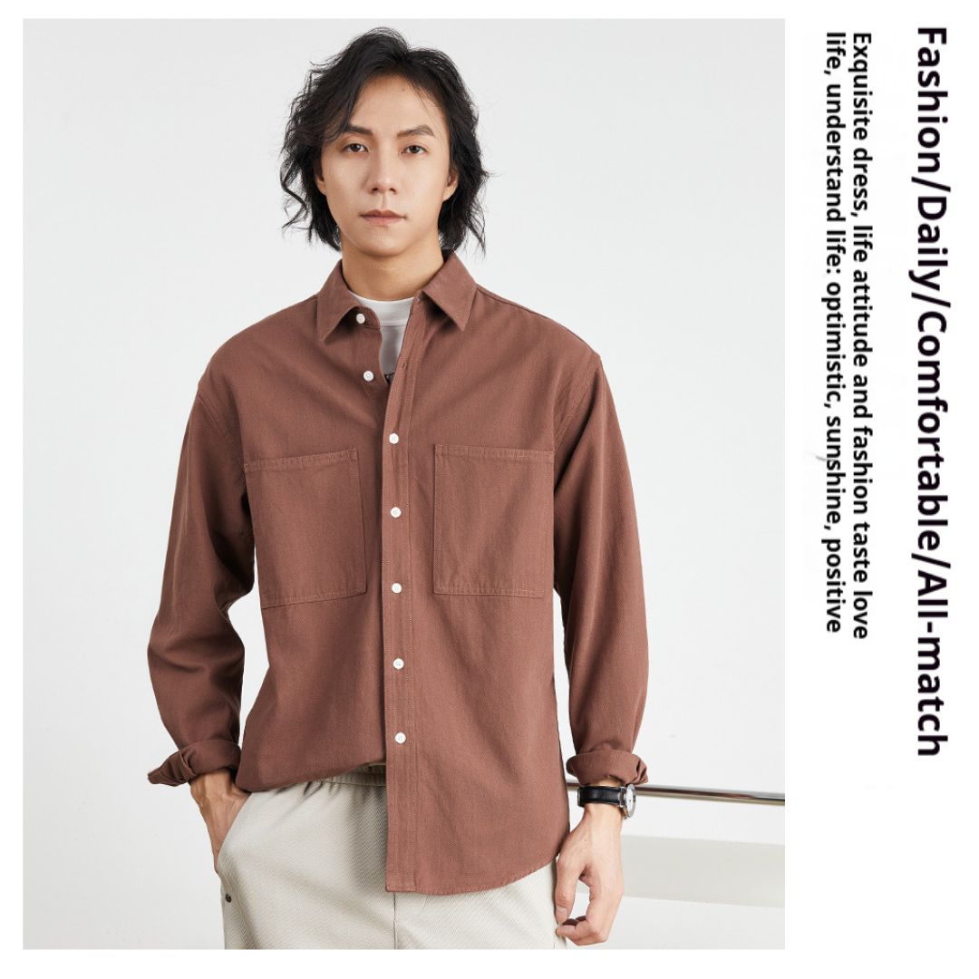 純棉素色雙口袋恤衫