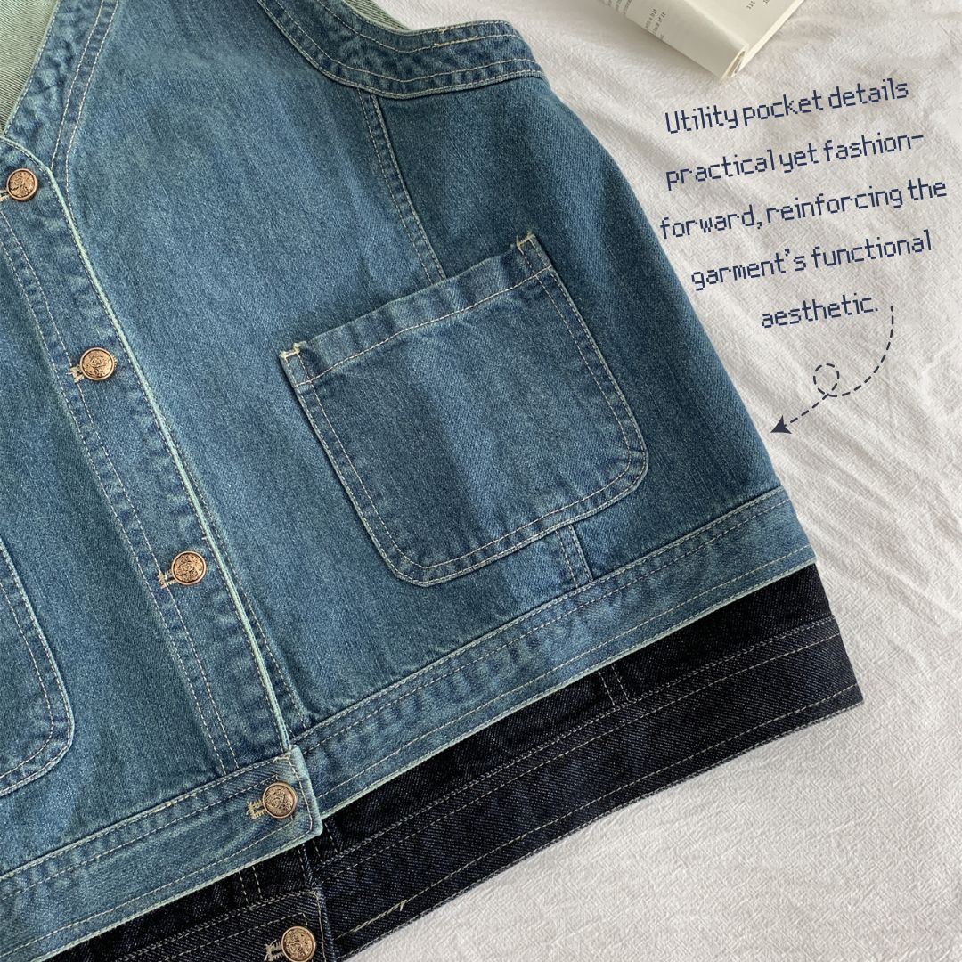 Women's Denim V-Neck Sleeveless Top