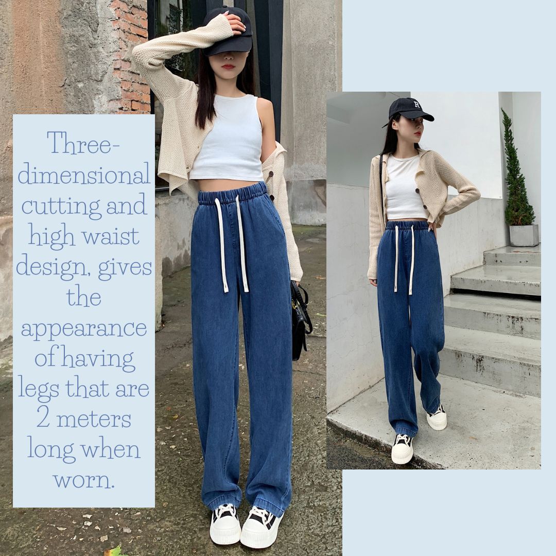 女款闊腿牛仔褲