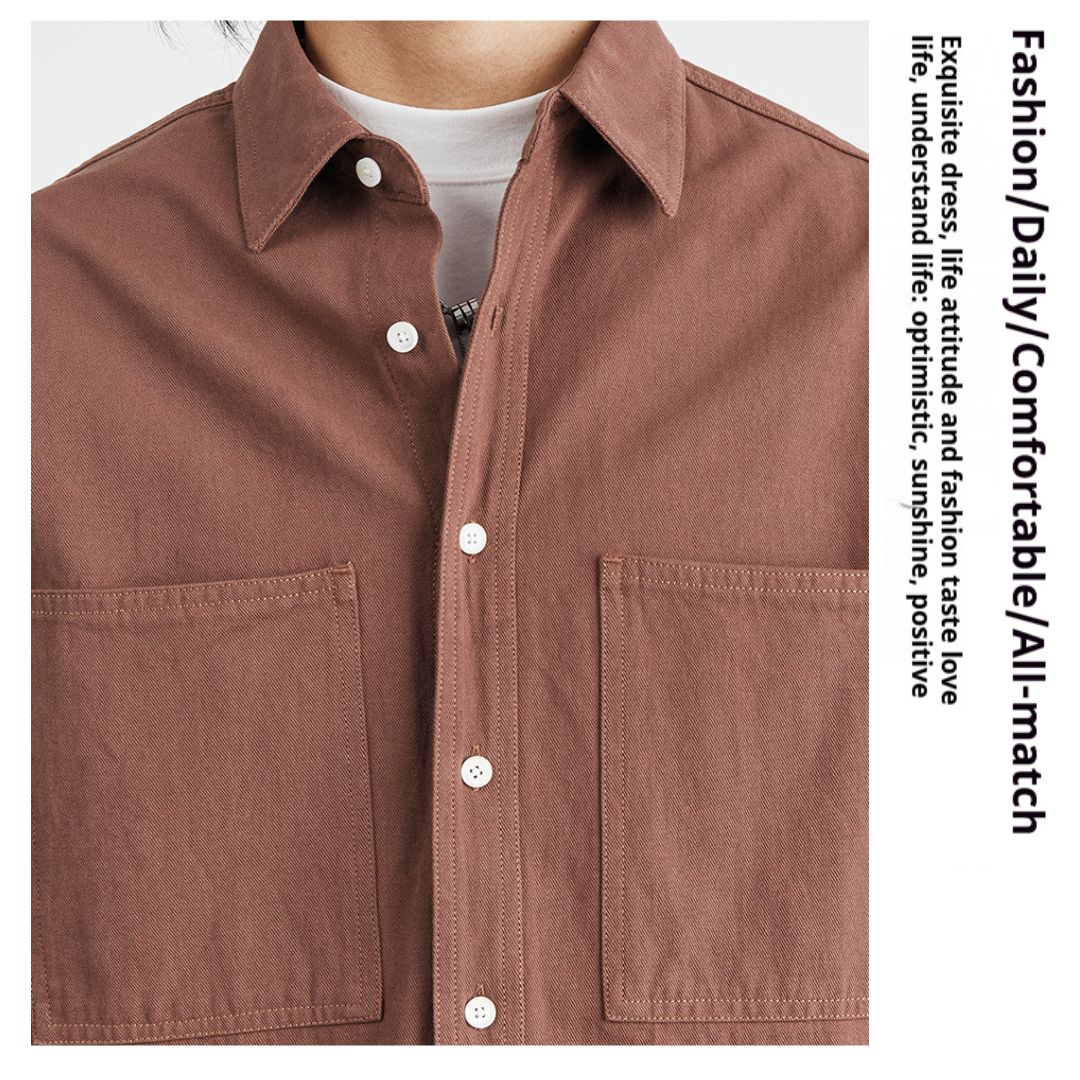 純棉素色雙口袋恤衫