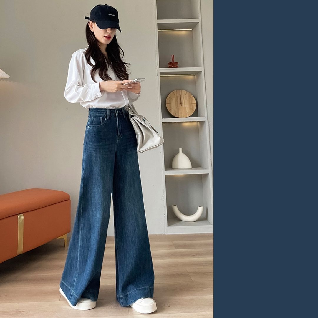 高腰寬鬆喇叭褲