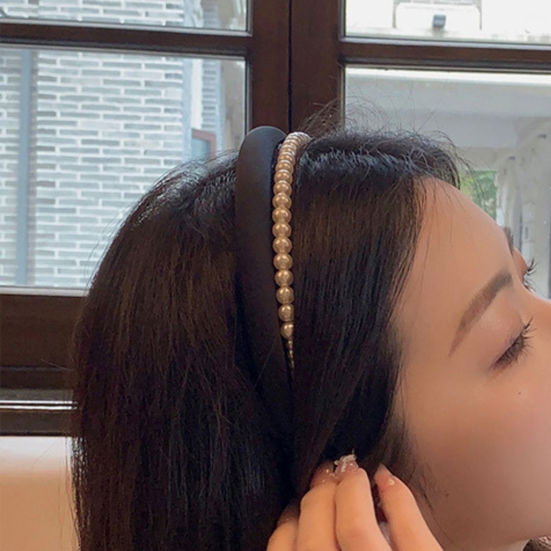 Satin Double Layer Pearl Headband