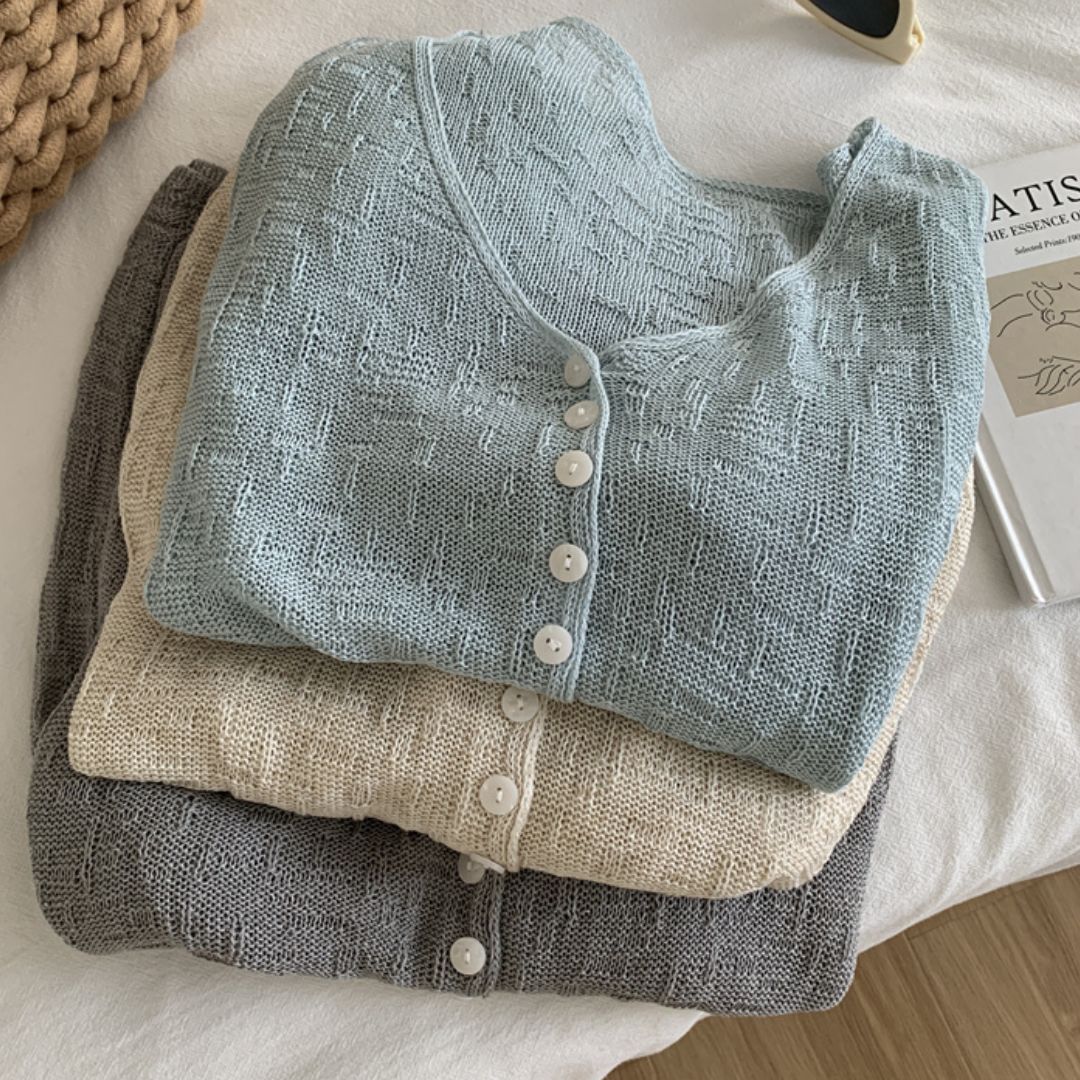 V-Neck Knit Jacket