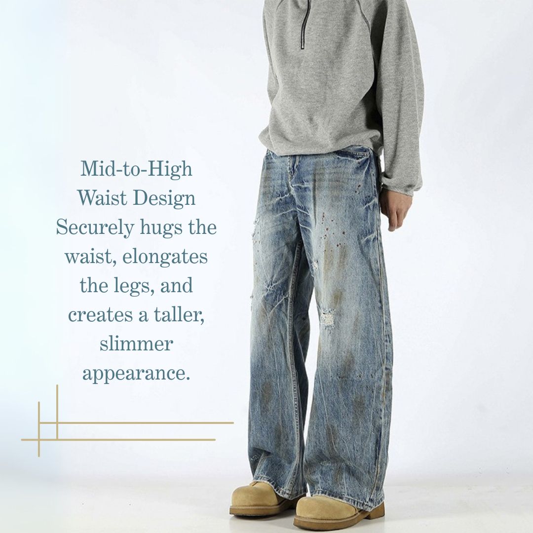 Vintage Straight-Leg Ripped Jeans