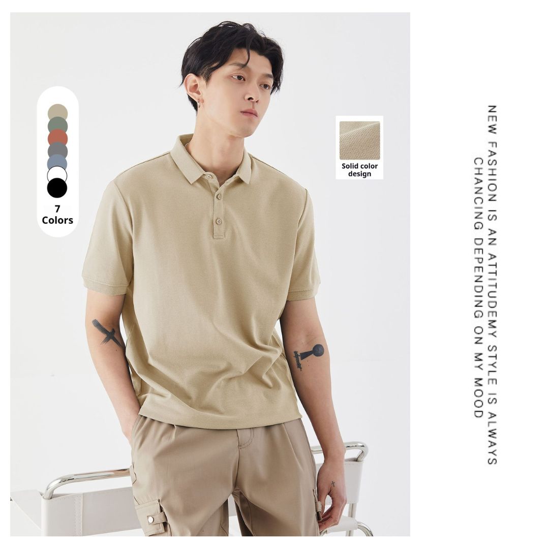 短袖純色翻領T恤