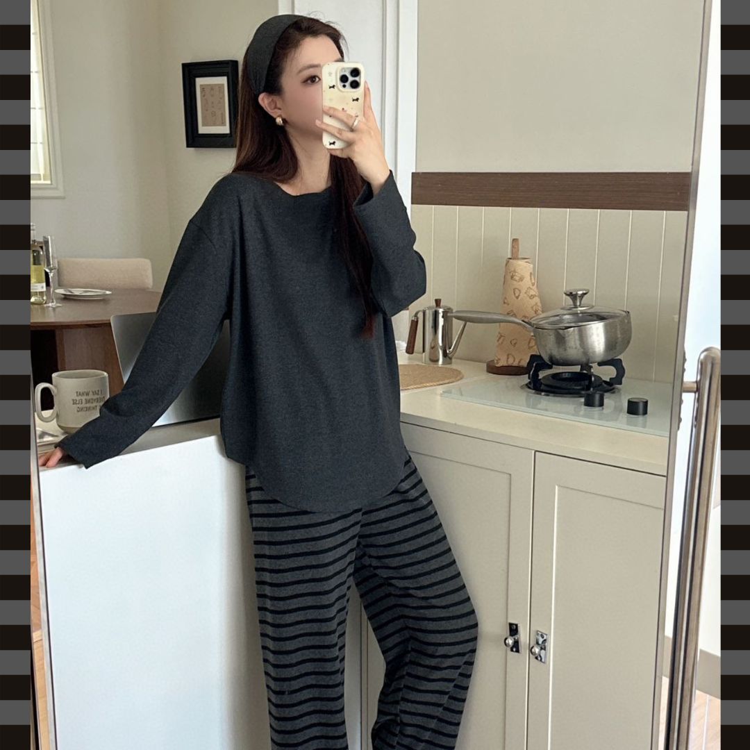 條紋舒適套裝居家服