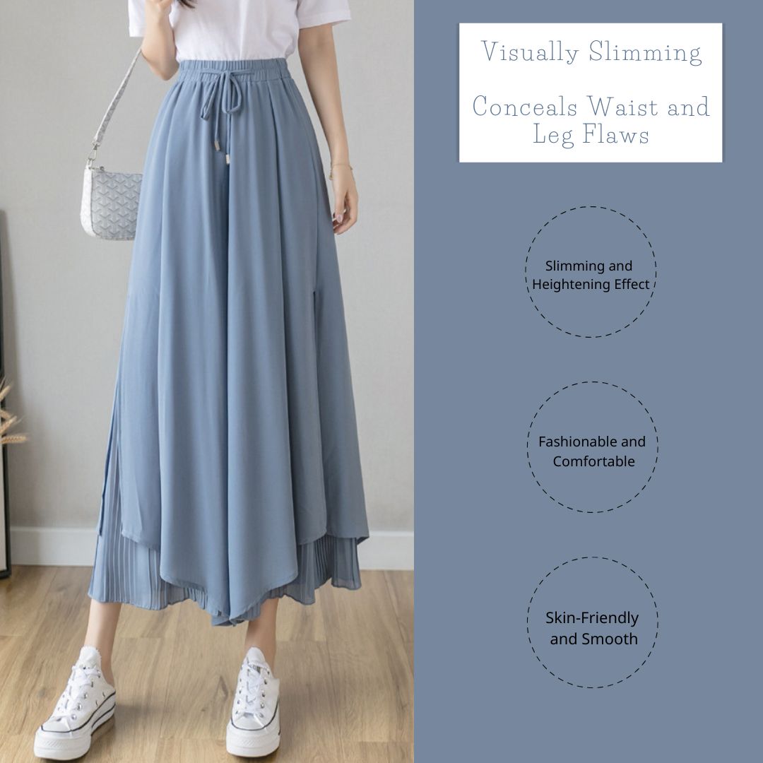 飄逸百褶雪紡褲