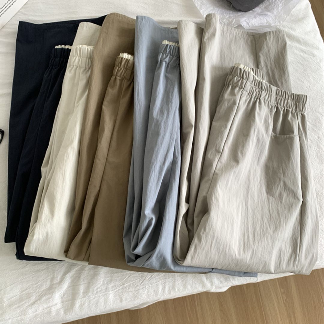 Japanese-Style Vintage Straight-Leg Wide-Cut Cropped Pants