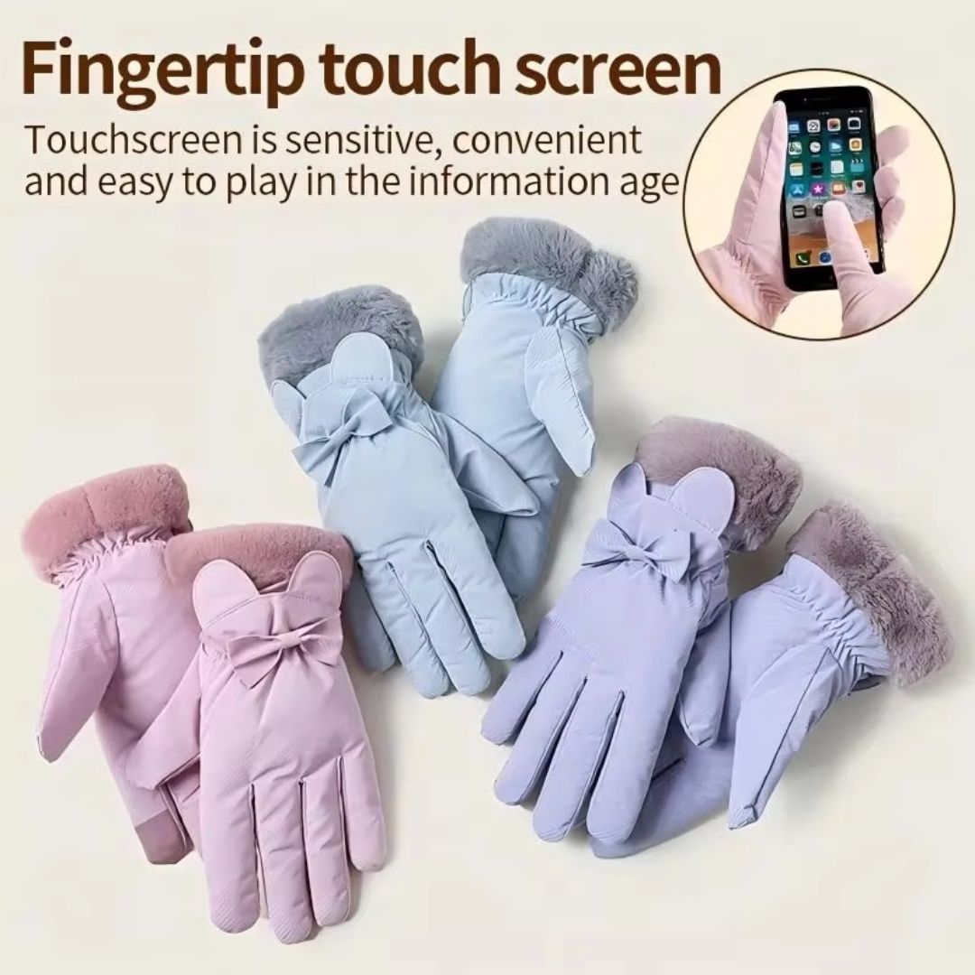 蝴蝶結冬季保暖手套