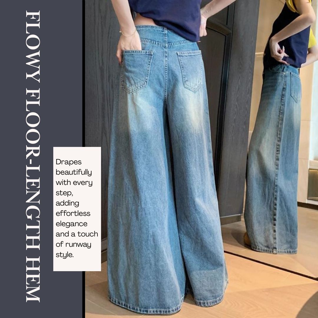 Vintage High-Waisted Wide Leg Denim Jeans