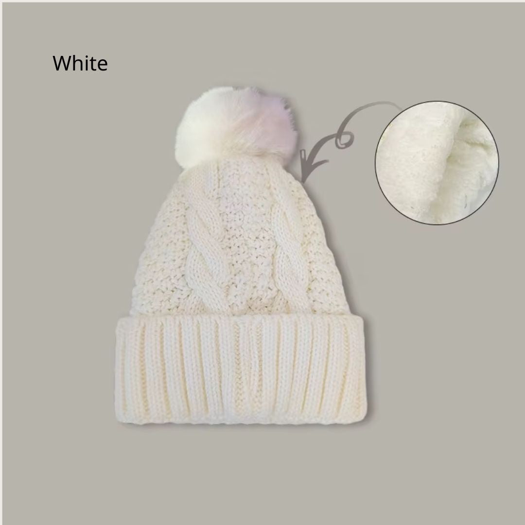 New Winter Pompom Thick Plush Cap